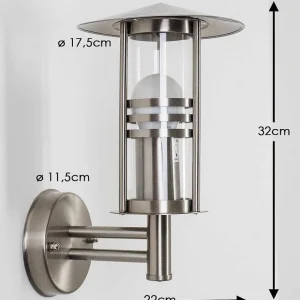 hofstein Appliques Extérieures>Applique Exterieure Forli Acier Inoxydable, Transparent, 1 Lumiere