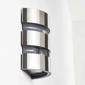 hofstein Lampes Extérieures Avec Detecteur>Applique Murale D'Exterieur Kolding Led Acier Inoxydable, Noir, 1 Lumiere, Detecteur De Mouvement