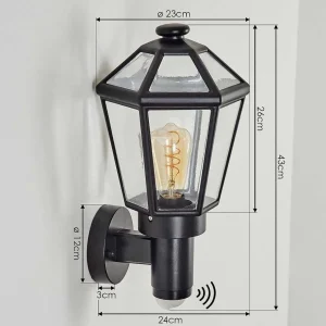 hofstein Lampes Extérieures Avec Detecteur>Applique Murale D'Exterieur Catigny Noir, 1 Lumiere, Detecteur De Mouvement