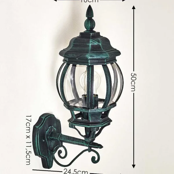 hofstein Appliques Extérieures>Applique Murale D'Exterieur Lentua Vert, Noir, 1 Lumiere