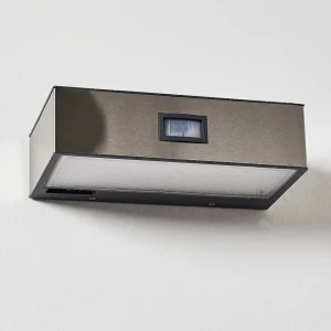 hofstein Lampes Solaires>Applique Murale D'Exterieur Attu Led Nickel Mat, 1 Lumiere, Detecteur De Mouvement