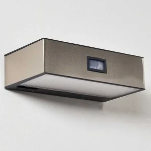 hofstein Lampes Solaires>Applique Murale D'Exterieur Attu Led Nickel Mat, 1 Lumiere, Detecteur De Mouvement