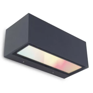 Luminaires Lutec Luminaires Extérieurs Connectes>Applique Murale D'Exterieur Lutec Gemini Led Anthracite, 2 Lumieres, Changeur De Couleurs