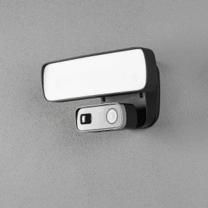 Luminaires Konstsmide Luminaires Extérieurs Connectes>Applique Murale D'Exterieur Konstsmide Camera-Smart-Light Led Noir, 1 Lumiere, Detecteur De Mouvement