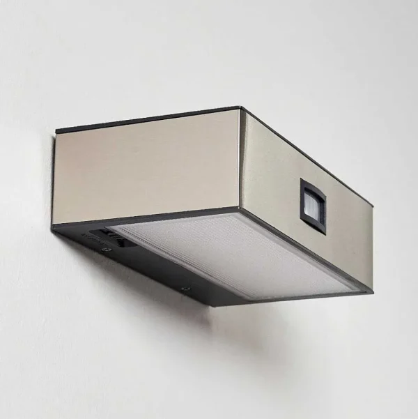 hofstein Lampes Solaires>Applique Murale D'Exterieur Attu Led Nickel Mat, 1 Lumiere, Detecteur De Mouvement