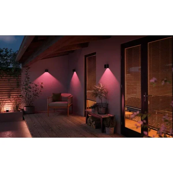 Luminaires Philips Luminaires Extérieurs Connectes>Applique Murale D'Exterieur Philips Hue Resonate Led Noir, 1 Lumiere, Changeur De Couleurs