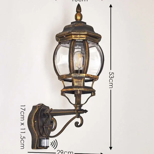 hofstein Appliques Extérieures>Applique Murale D'Exterieur Lentua Brun Dore, 1 Lumiere, Detecteur De Mouvement