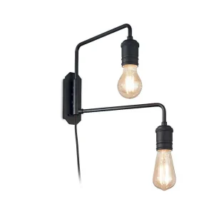 Luminaires Ideallux Luminaires Antiques>Applique Murale Ideallux Triumph Noir, 2 Lumieres