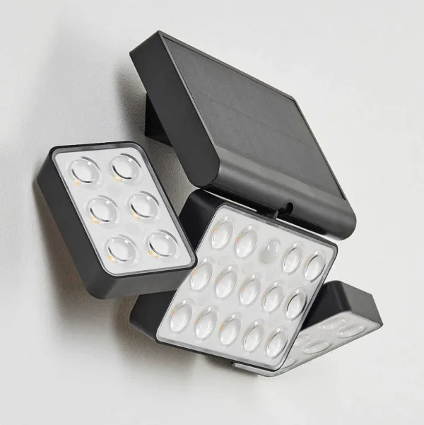 hofstein Luminaires Extérieurs Connectes>Applique Solaire Estampes Led Anthracite, 1 Lumiere, Detecteur De Mouvement