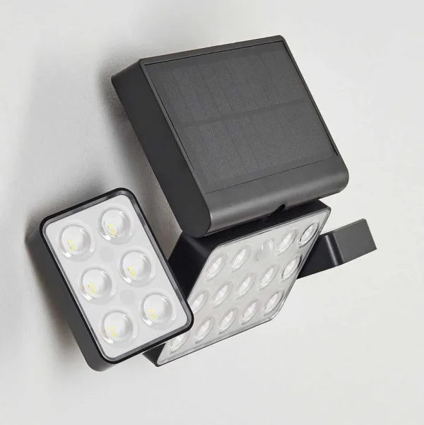 hofstein Luminaires Extérieurs Connectes>Applique Solaire Estampes Led Anthracite, 1 Lumiere, Detecteur De Mouvement