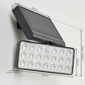 hofstein Luminaires Extérieurs Connectes>Applique Solaire Estampes Led Anthracite, 1 Lumiere, Detecteur De Mouvement