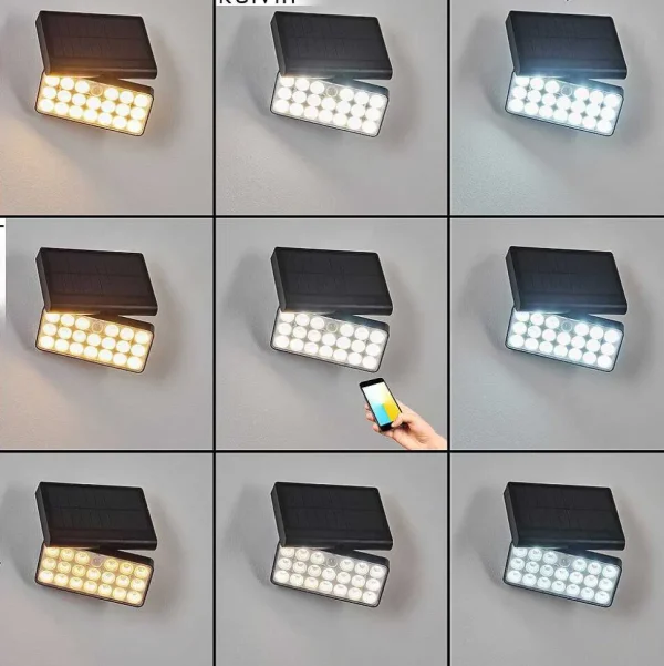 hofstein Luminaires Extérieurs Connectes>Applique Solaire Estampes Led Anthracite, 1 Lumiere, Detecteur De Mouvement