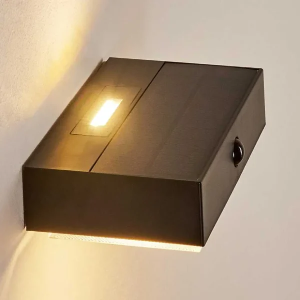 hofstein Luminaires Extérieurs Connectes>Applique Solaire Seilhac Led Noir, 1 Lumiere, Detecteur De Mouvement