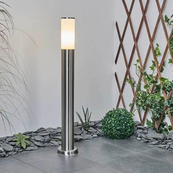 hofstein Balises Lumineuses>Borne Lumineuse Caserta Nickel Mat, Blanc, 1 Lumiere