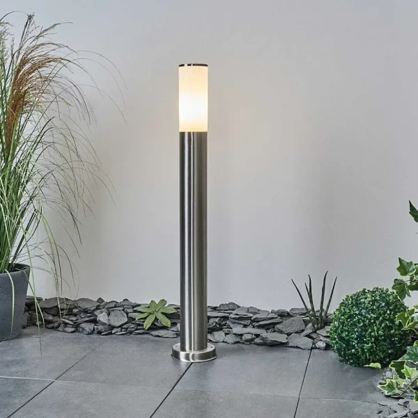 hofstein Balises Lumineuses>Borne Lumineuse Caserta Nickel Mat, Blanc, 1 Lumiere