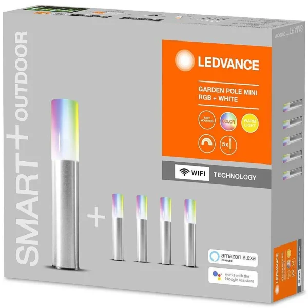 Luminaires Ledvance Luminaires Extérieurs Connectes>Borne Lumineuse Ledvance Garden Pole Acier Inoxydable, 1 Lumiere, Changeur De Couleurs