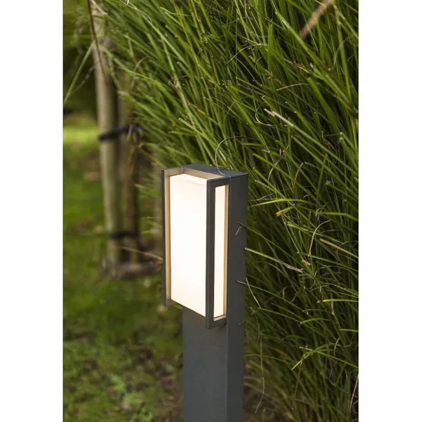 Luminaires Lutec Tuya>Borne Lumineuse Lutec Qubo Led Anthracite, 1 Lumiere, Changeur De Couleurs