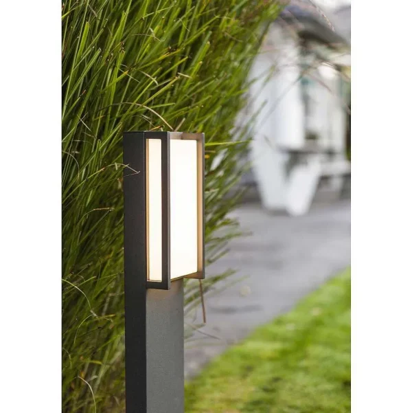 Luminaires Lutec Tuya>Borne Lumineuse Lutec Qubo Led Anthracite, 1 Lumiere, Changeur De Couleurs