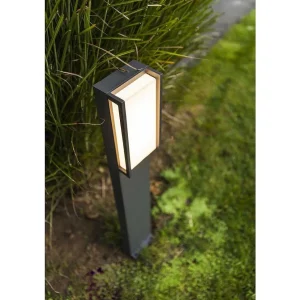 Luminaires Lutec Tuya>Borne Lumineuse Lutec Qubo Led Anthracite, 1 Lumiere, Changeur De Couleurs