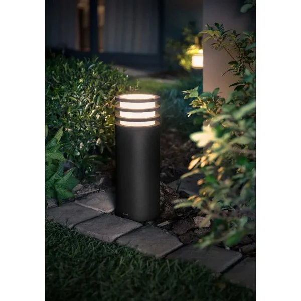 Luminaires Philips Luminaires Extérieurs Connectes>Borne Lumineuse Philips Hue White Lucca Led Anthracite, 1 Lumiere