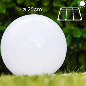 hofstein Lampes Solaires>Boule Lumineuse Solar Led Acier Inoxydable, 2 Lumieres