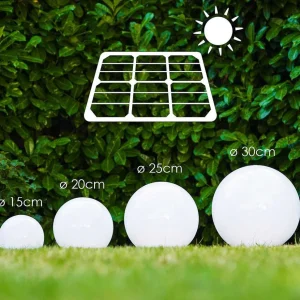 hofstein Lampes Solaires>Boule Lumineuse Solar Led Acier Inoxydable, 2 Lumieres