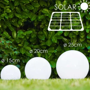 hofstein Lampes Solaires>Boule Lumineuse Solar Led Acier Inoxydable, 2 Lumieres