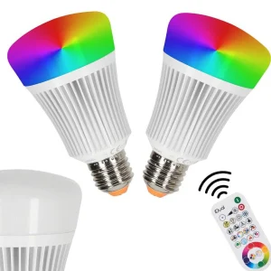 hofstein Ampoules Led>Candal E27 Led Rgb 11 Watt 2200-6500 Kelvin 806 Lumen Lot De 2 Avec Telecommande