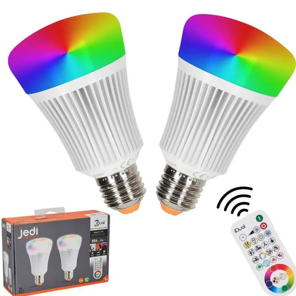 Idual Idual> E27 Led Rgb 11 Watt 2200-6500 Kelvin 806 Lumen Lot De 2 Avec Telecommande