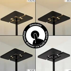 hofstein Lampadaires Et Lampadaires A Vasque>Lampadaire A Vasque Janze Led Noir, 2 Lumieres