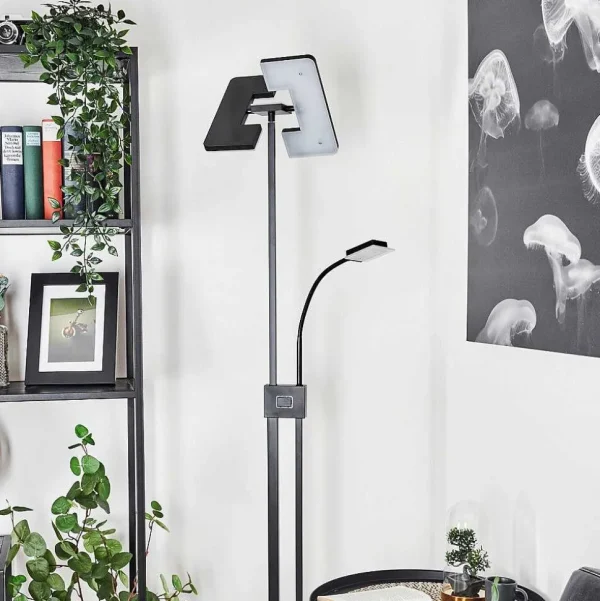 hofstein Lampadaires Et Lampadaires A Vasque>Lampadaire A Vasque Janze Led Noir, 2 Lumieres