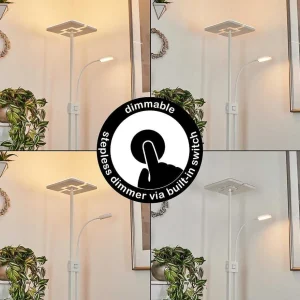 hofstein Lampadaires Et Lampadaires A Vasque>Lampadaire A Vasque Janze Led Blanc, 2 Lumieres