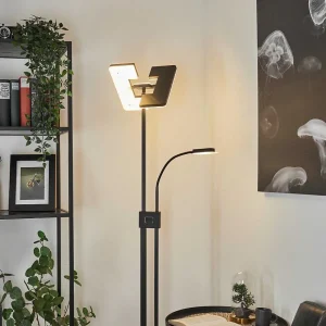 hofstein Lampadaires Et Lampadaires A Vasque>Lampadaire A Vasque Janze Led Noir, 2 Lumieres