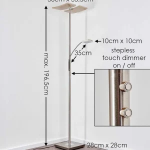 hofstein Lampadaires Et Lampadaires A Vasque>Lampadaire A Vasque Thyolo Led Acier Brosse, 2 Lumieres