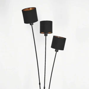 hofstein Lampes En Tissu>Lampadaire Alsen Noir, 3 Lumieres