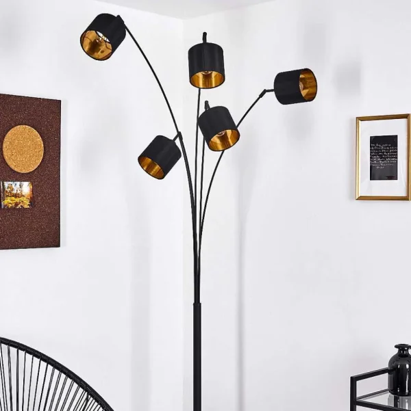 hofstein Lampadaires Et Lampadaires A Vasque>Lampadaire Alsen Noir, 5 Lumieres