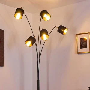 hofstein Lampadaires Et Lampadaires A Vasque>Lampadaire Alsen Noir, 5 Lumieres