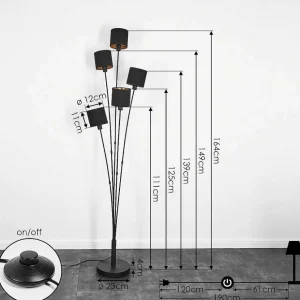 hofstein Lampadaires Et Lampadaires A Vasque>Lampadaire Alsen Noir, 5 Lumieres