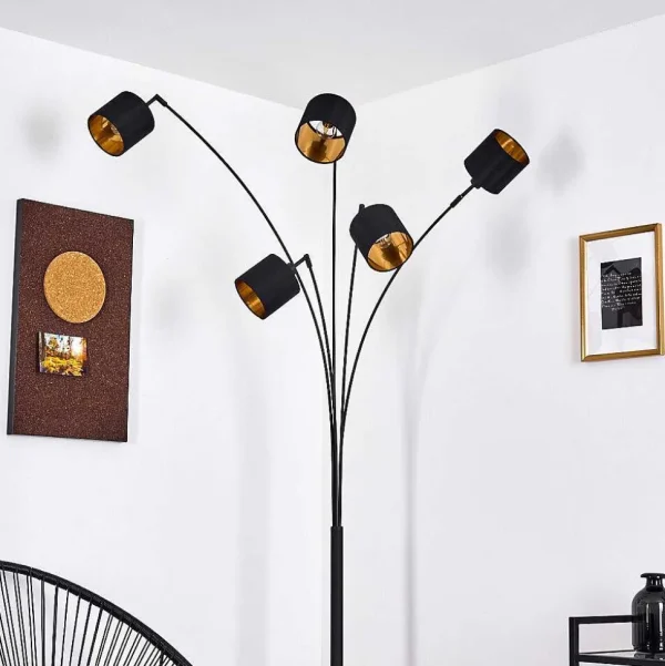 hofstein Lampadaires Et Lampadaires A Vasque>Lampadaire Alsen Noir, 5 Lumieres