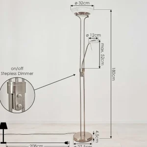 hofstein Lampadaires Et Lampadaires A Vasque>Lampadaire Biot Led Nickel Mat, 2 Lumieres