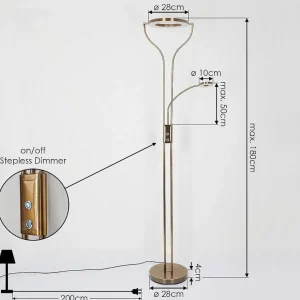 hofstein Lampadaires Et Lampadaires A Vasque>Lampadaire Donna Led Vieux Laiton, 2 Lumieres