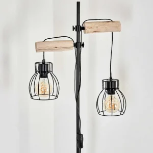 hofstein Lampadaires Et Lampadaires A Vasque>Lampadaire Gondo Bois Clair, Noir, 2 Lumieres