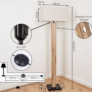 hofstein Lampadaires Et Lampadaires A Vasque>Lampadaire Kyneton Led Ecru, Noir, 2 Lumieres