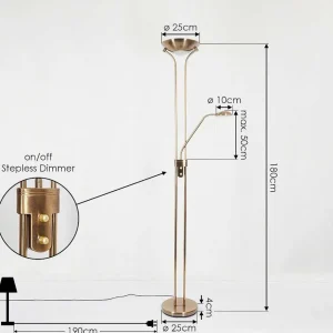 hofstein Lampadaires Et Lampadaires A Vasque>Lampadaire Rom Led Laiton, 2 Lumieres