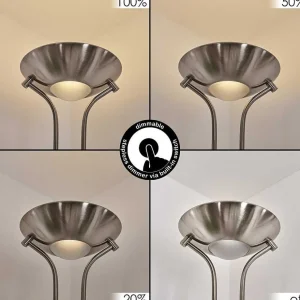 hofstein Lampadaires Et Lampadaires A Vasque>Lampadaire Rom Led Nickel Mat, 2 Lumieres