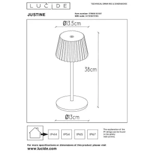 Luminaires Lucide Lampes Rechargeables Et Lampes À Piles>Lampe A Poser Lucide Justine Led Rouille, 1 Lumiere