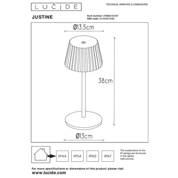 Luminaires Lucide Lampes Rechargeables Et Lampes À Piles>Lampe A Poser Lucide Justine Led Rouille, 1 Lumiere