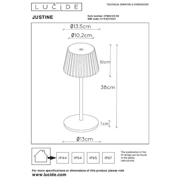 Luminaires Lucide Lampes Rechargeables Et Lampes À Piles>Lampe A Poser Lucide Justine Led Beige, 1 Lumiere