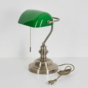 hofstein Lampes À Poser>Lampe De Banquier Havsta Vieux Laiton, 1 Lumiere