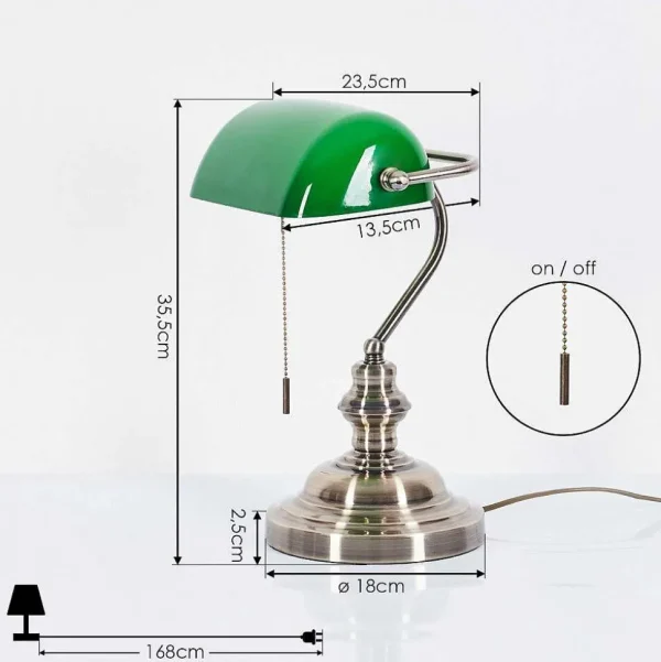 hofstein Lampes À Poser>Lampe De Banquier Havsta Vieux Laiton, 1 Lumiere